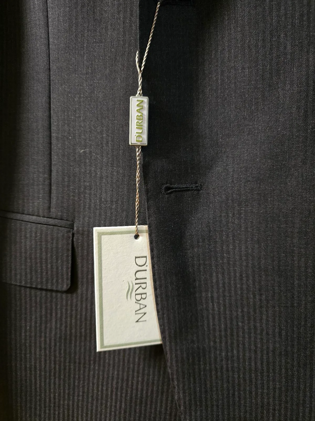 NEW D'URBAN Men's Suit 2-Piece 100% Pure Wool Super 100s Italian Fabric Charcoal — photo 2