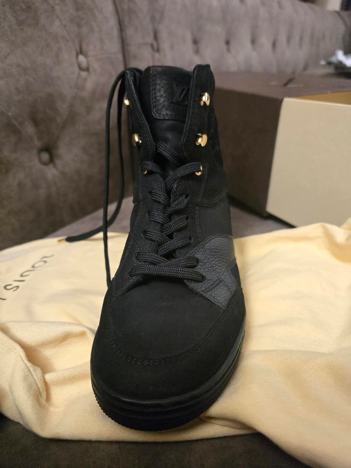 Louis Vuitton Monogram Leather & Suede High-Top Sneakers / Ankle Boots — photo 7