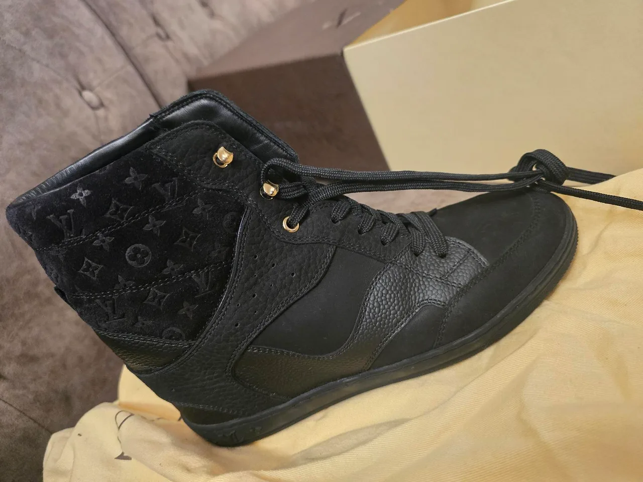 Louis Vuitton Monogram Leather & Suede High-Top Sneakers / Ankle Boots — photo 5