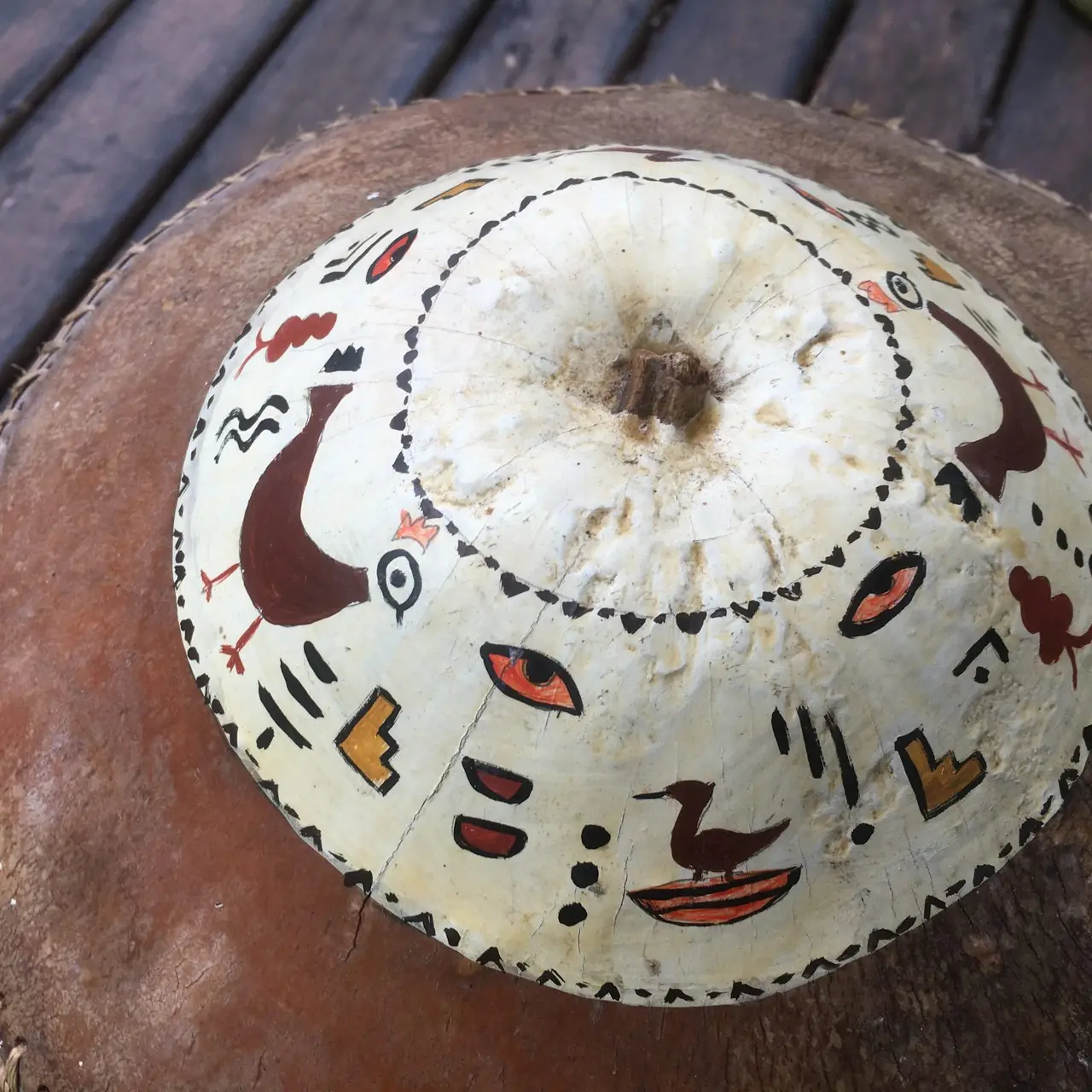 Vintage Large Hand painted Gourd with Lid – photo 3