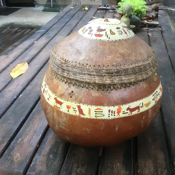 Vintage Large Hand painted Gourd with Lid