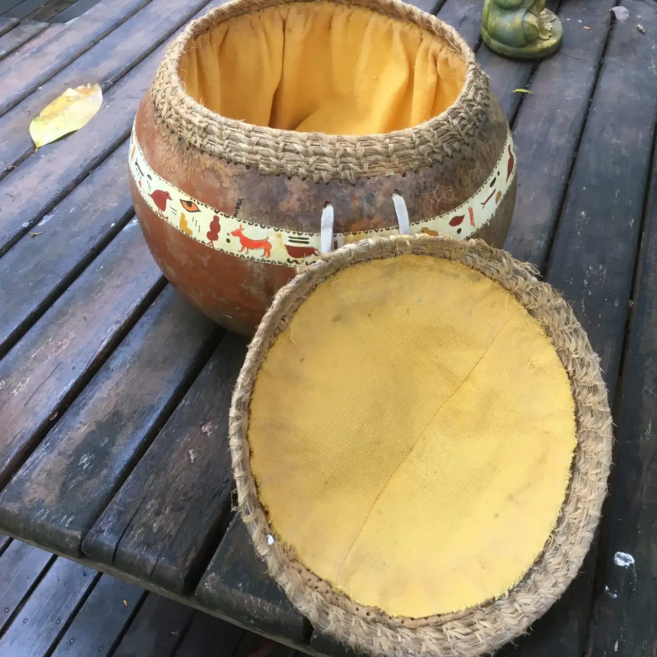 Vintage Large Hand painted Gourd with Lid – photo 4