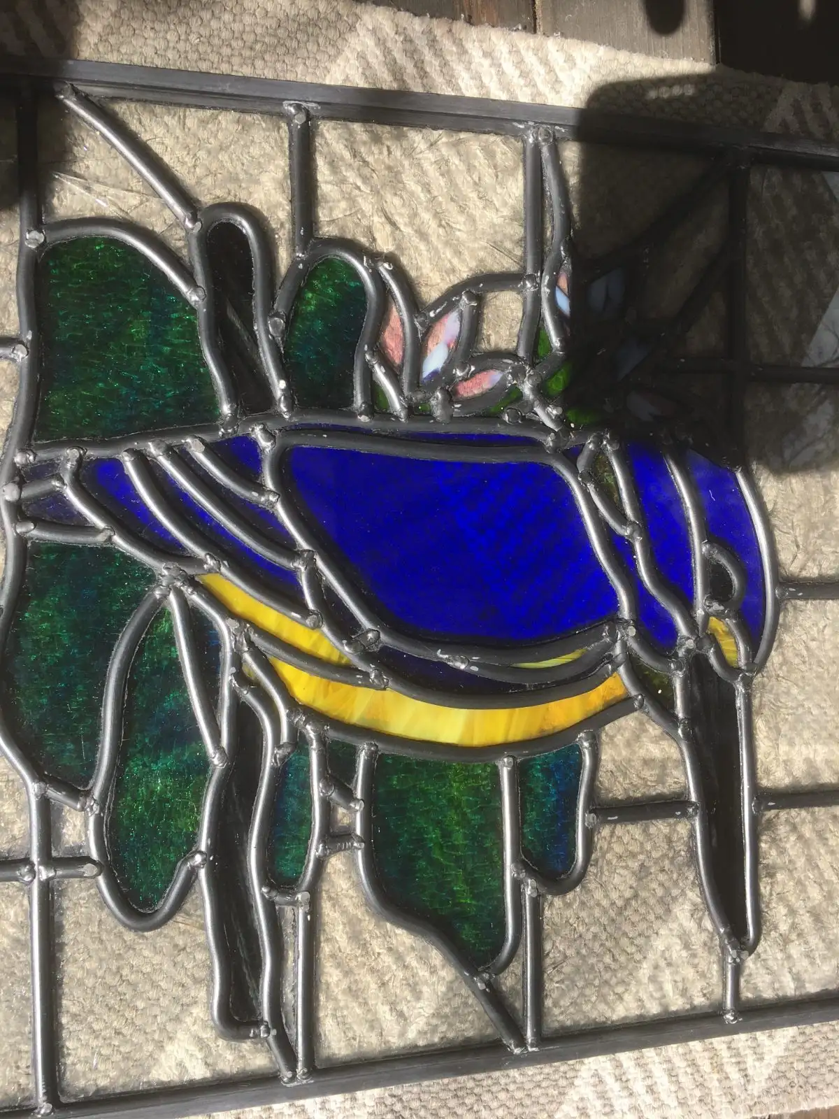Stained Glass Leadlight Panel of a Kookaburra 520 x 420mm minor damage – photo 6