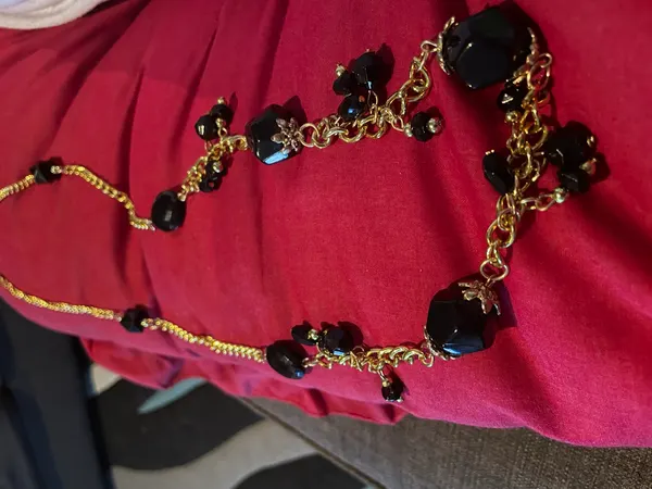 Black Beaded Costume Necklace