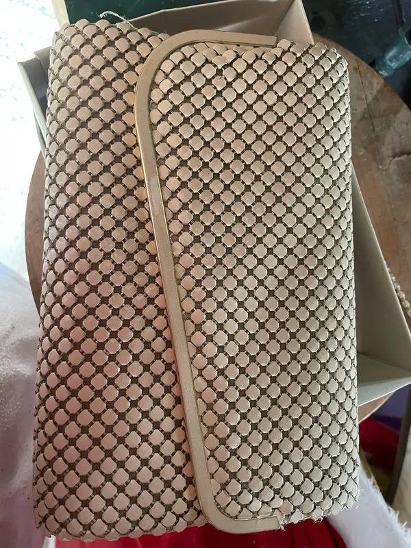 White Mesh Look Clutch Bag