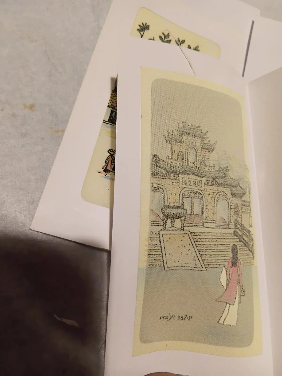 Vintage Handmade Vietnamese Rice Paper Art Cards – Set o f  2 — photo 3