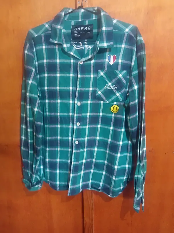 Care Paris French Provincial Country Style Shirt M Green