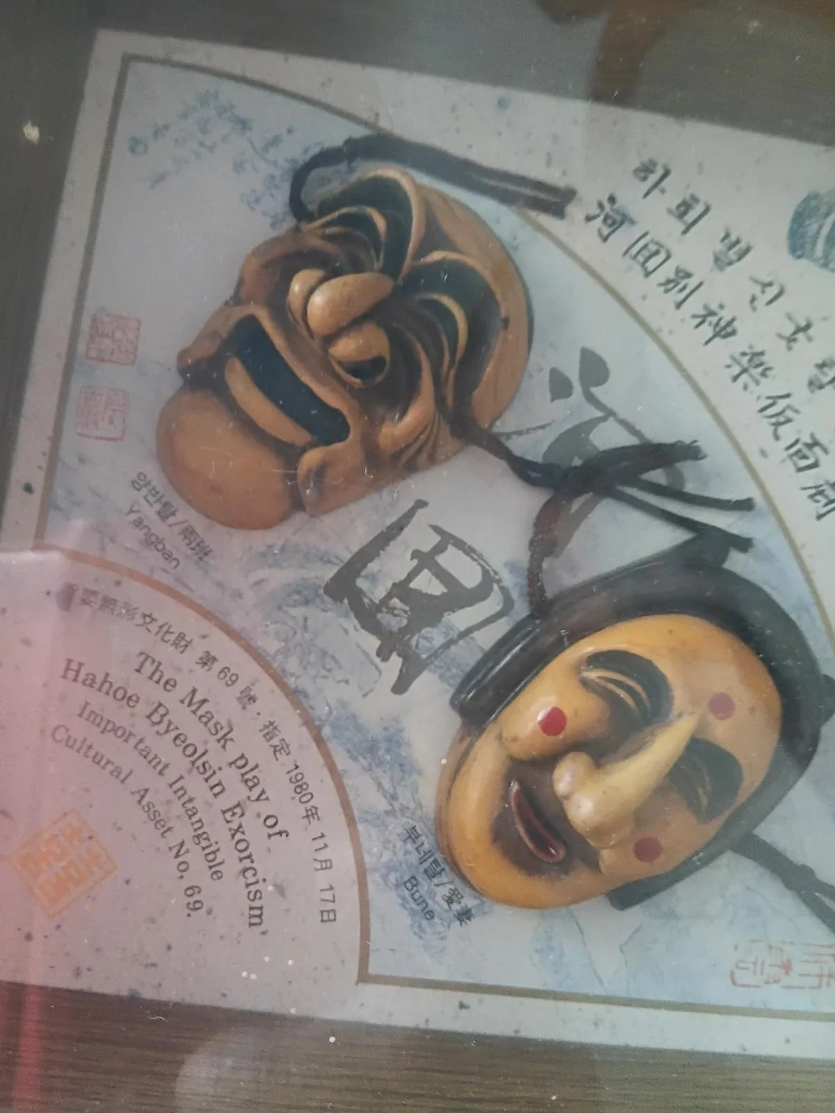Vintage 1980s korean Hahoe Mask in Shadow Box — photo 3
