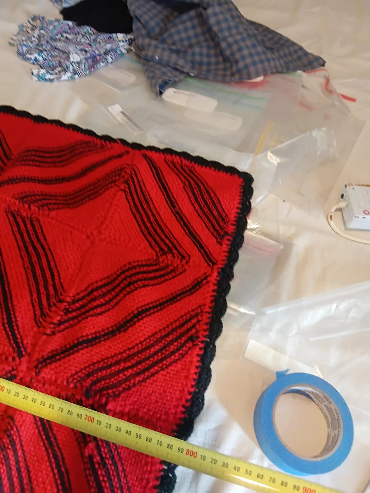 RED Handmade  Granny Core Throw Lap 90cm x 90cm  Wool Rug – photo 2