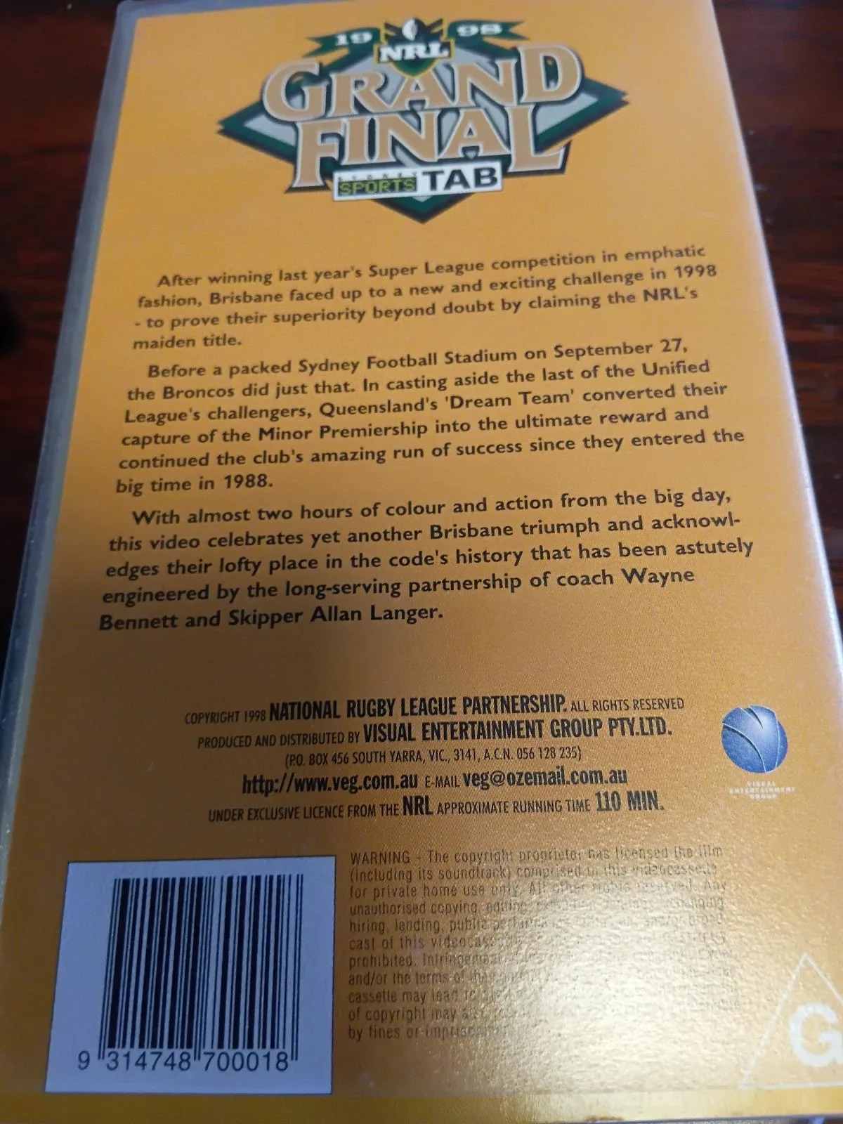 1998 premier finals VHS — photo 3
