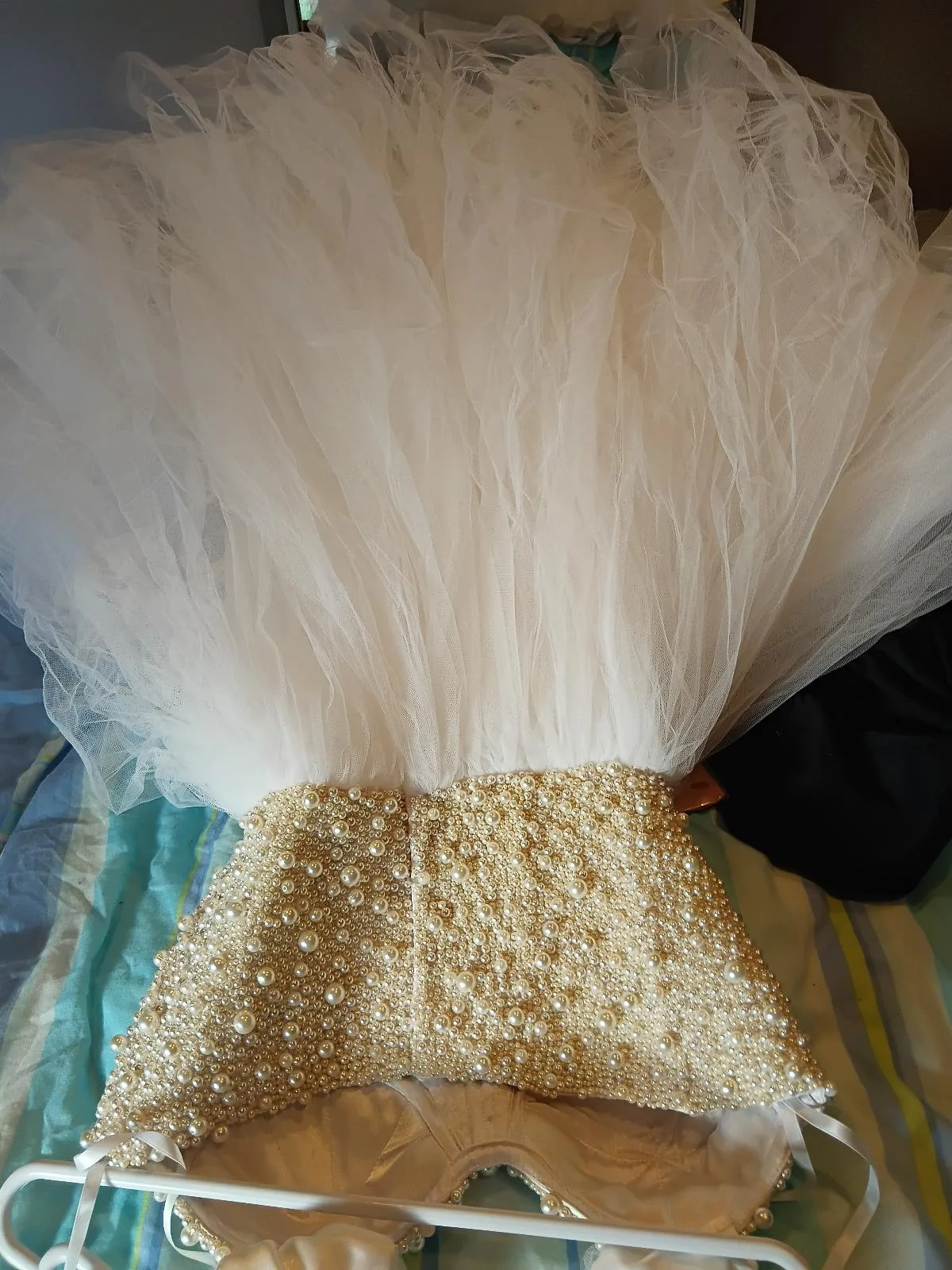 Stunning Hobnob Bridal Pearl-Encrusted Ballgown / Halter Neck Wedding Dress s14 — photo 2