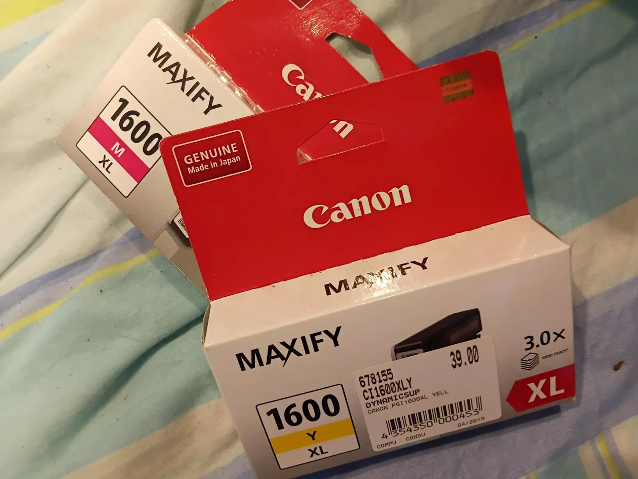 Genuine Canon MAXIFY PGI-1600XL Ink Cartridges (Yellow & Magenta) - Brand New — photo 2