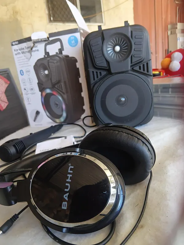Party Sound Bundle: Portable Karaoke System & Bauhn Premium Headphones