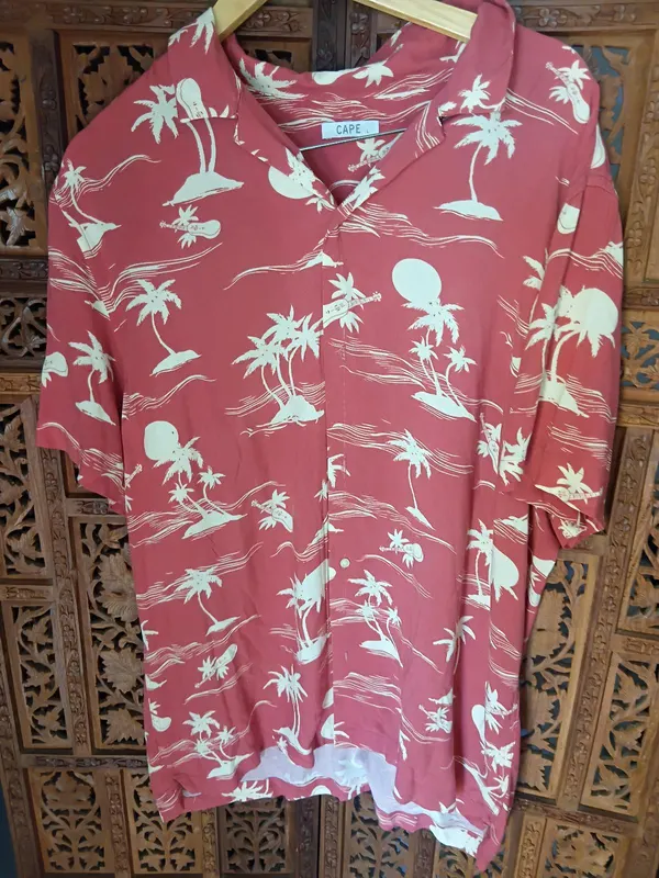 Cape Beach Skater Terra Cotta Hawaiian Shirt L
