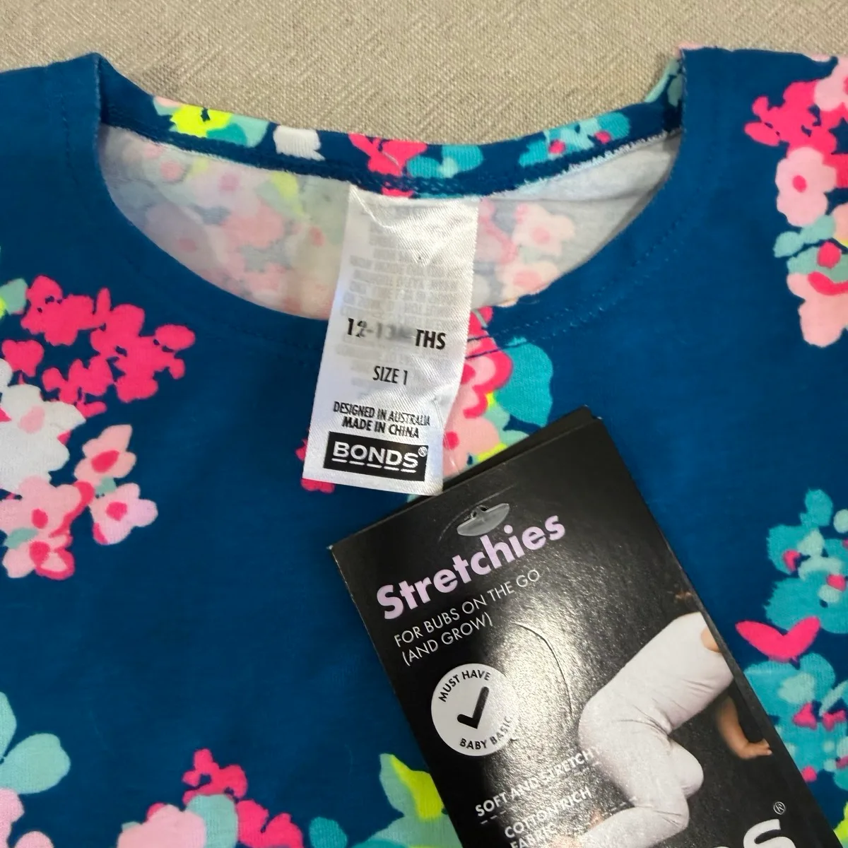 Bonds Baby Blue Floral Balletsuit Dress (Size 1) — photo 2