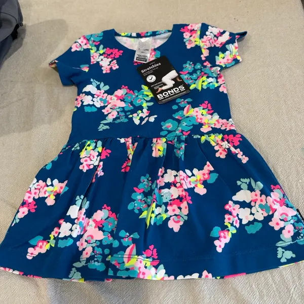 Bonds Baby Blue Floral Balletsuit Dress (Size 1)