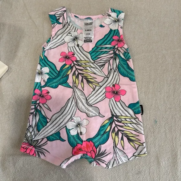 Bonds Baby Pink Floral Singlet Romper (000)