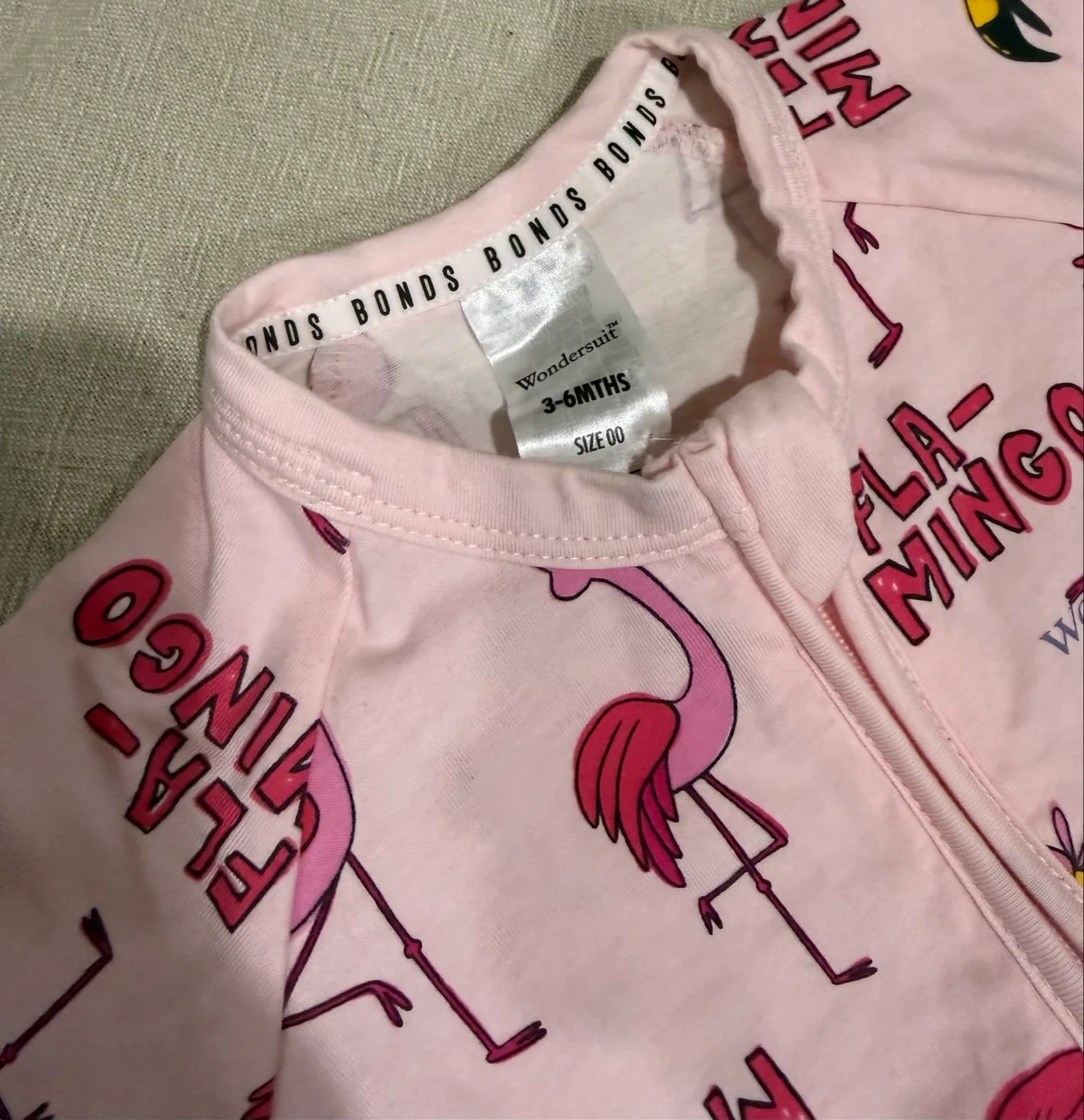 Bonds Baby Pink Flamingo Romper (00) — photo 2