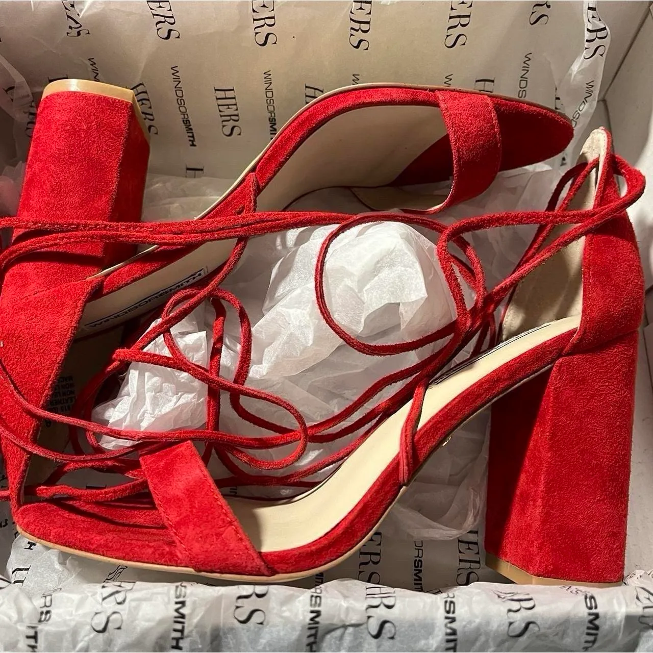 Windsor Smith red suede block heel sandals with ankle straps, size US 6 #blockhe – photo 4