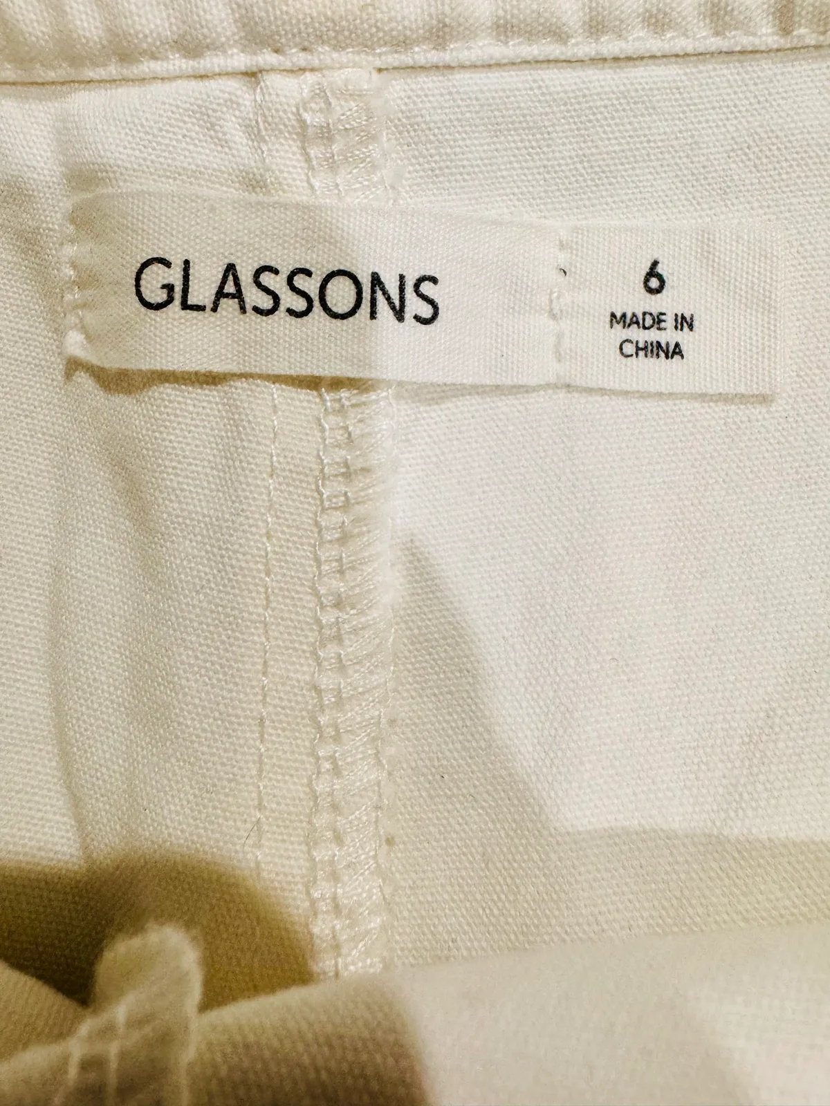 Glassons White Cotton Canvas Mini Skort Buckle Grommet Belt Women's Size 6 — photo 5