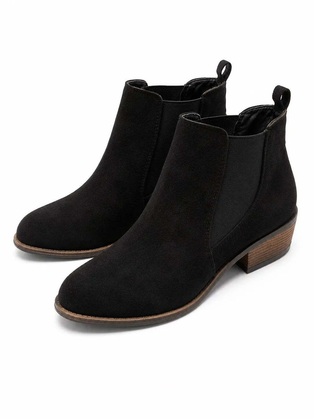 Naughty Monkey Black Suede Women's Ankle Boots Pull Tab Low Block Heel AU 7 — photo 2