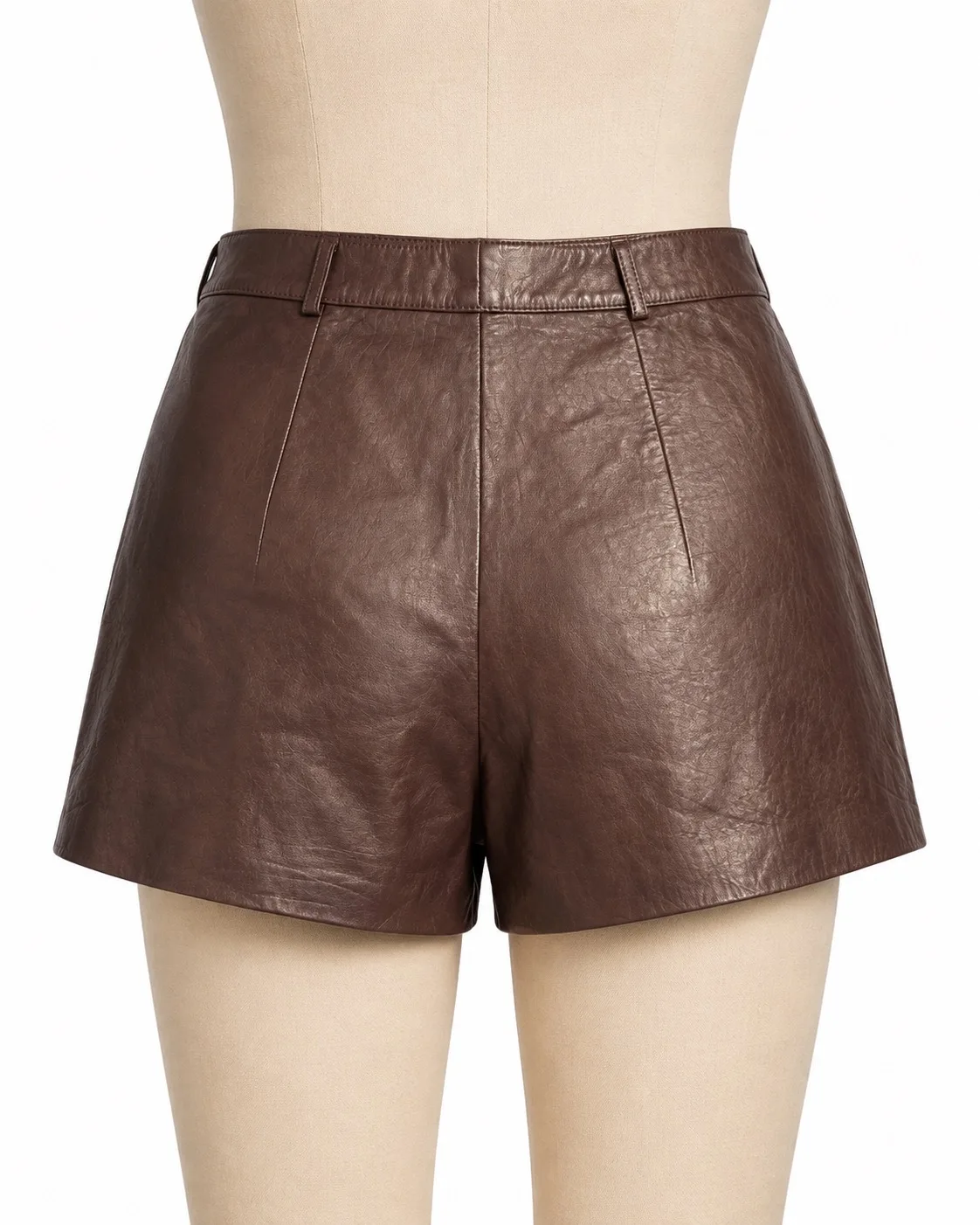 KOOKAI Women's Brown Leather Shorts Flat Front 2 Pockets Zip Closure Sz 38 AU 10 — photo 2