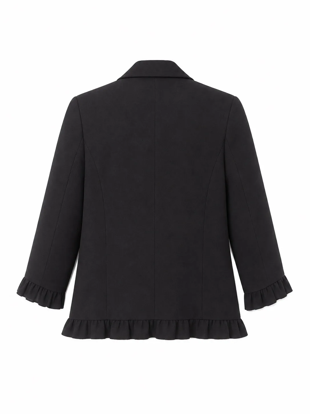 INVIO Women's Black Ruffle Trim Button Blazer Jacket Lined 3/4 Sleeve Size 8 — photo 2