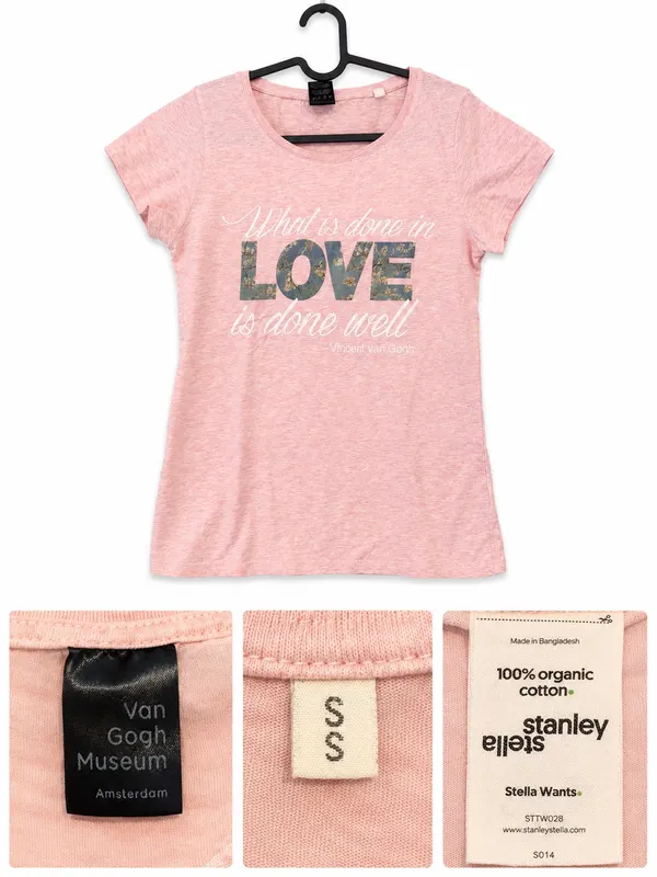 Retro Women's Van Gogh Museum Pink Graphic Tee Short Sleeve Size S Collection