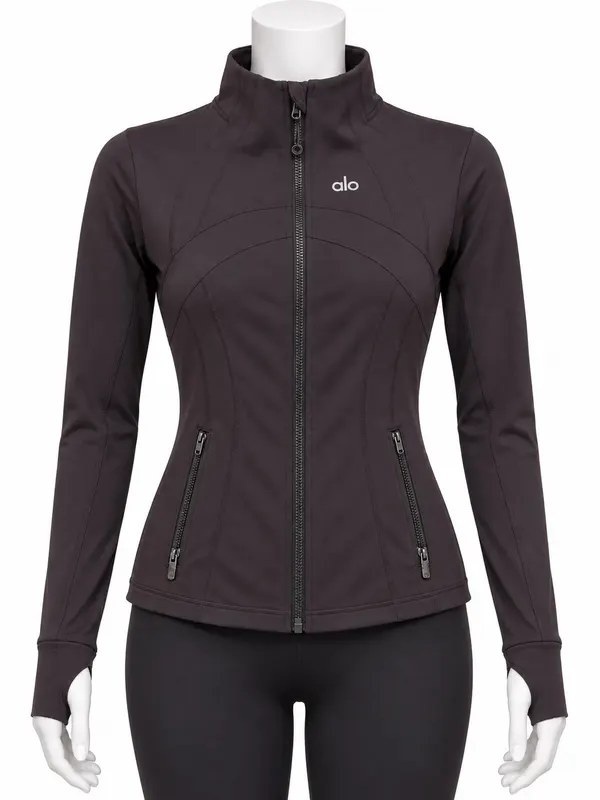 Alo Yoga Women's Black / Chocolate Contour Jacket Full Zip Size CAN 4 AU 8 AU 10