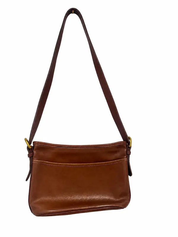 Vintage Coach Brown Leather Women's Crossbody Bag Gold Hardware Pockets I6M 4148