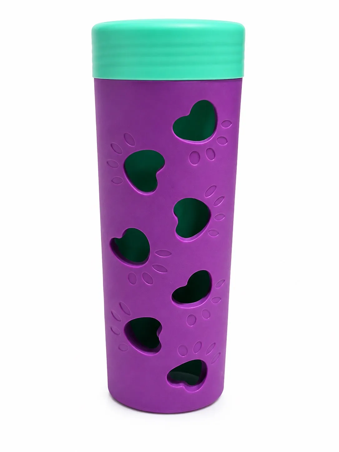 Interactive Treat Dispensing Dog Puzzle Toy Tube Plastic Purple Green Brand New — photo 3