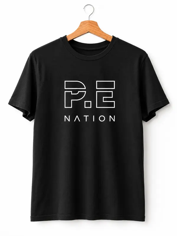 P.E Nation Black T-Shirt Women's Unisex Size S Short Sleeve Logo Tee Casual