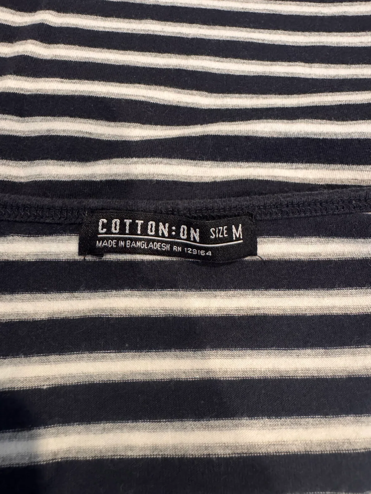 Cotton On Women's Navy & White Striped Scoop Neck Long Sleeve T-Shirt Size M — photo 3