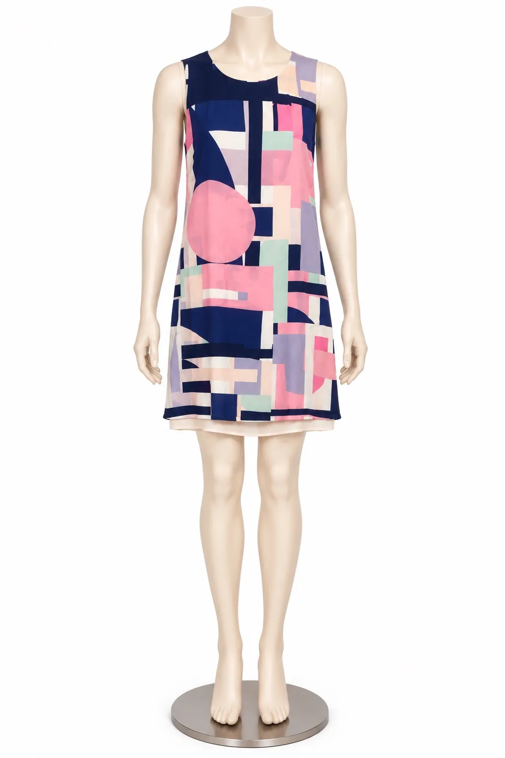 MARCS Geometric Print Sleeveless Shift Dress Zip Lined Navy Pink White Size AU 8 – photo 2
