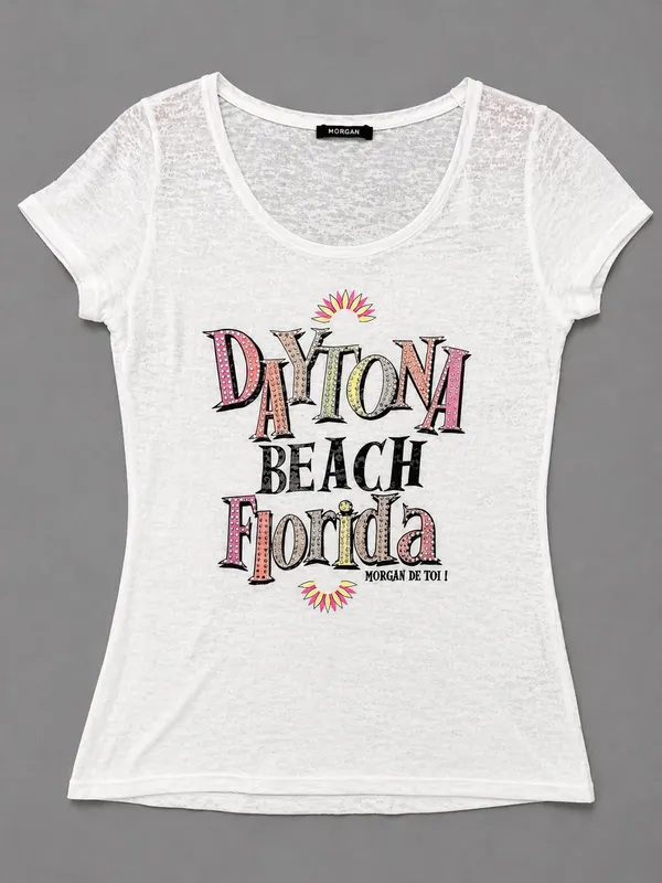 Vintage Y2K Daytona Beach Florida Morgan Shirt Women Size S White Collectibles