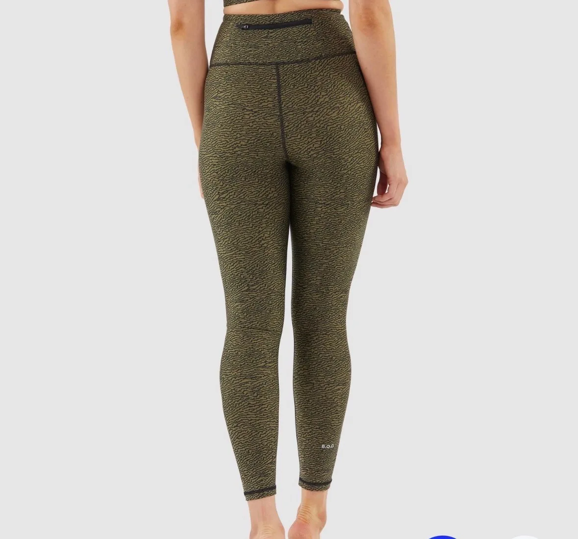 B.O.D By Finch Leggings Women's Size XXS AU 6 8 Army Green Black Ankle Gym Yoga — photo 2