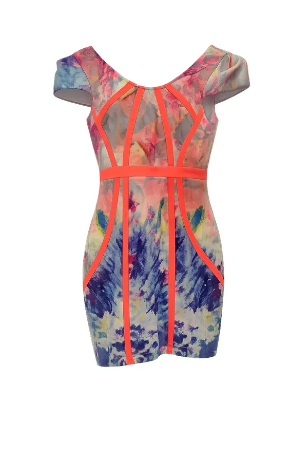 Paradisco Bodycon Dress Multicolour Cap Sleeve Tea party Wedding Evening Size 8