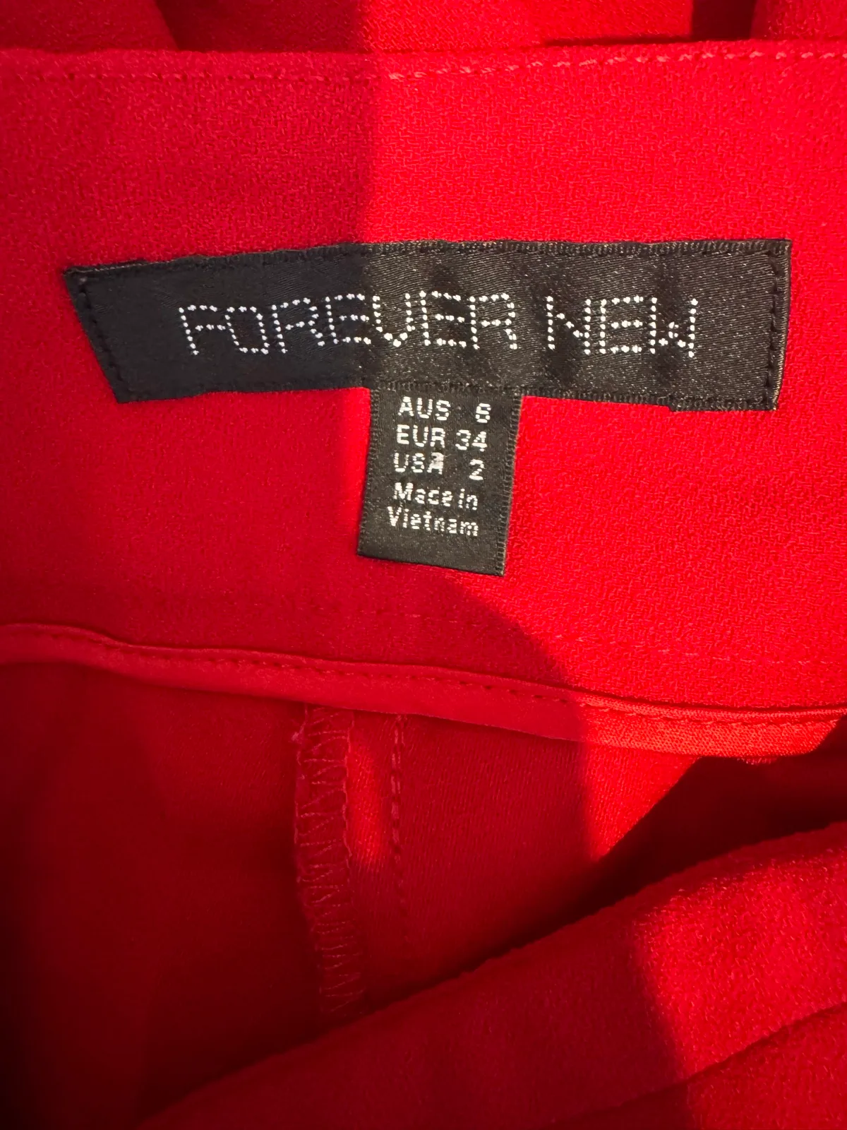 Forever New Women's Red Wide Leg Dress Pants Crepe Zip Size AU 8 Like New – photo 3