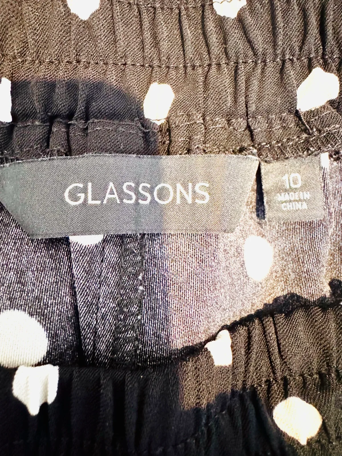 Glassons Women's Black White Polka Dot Wide Leg elastic Waist Pants Size 10 – photo 3