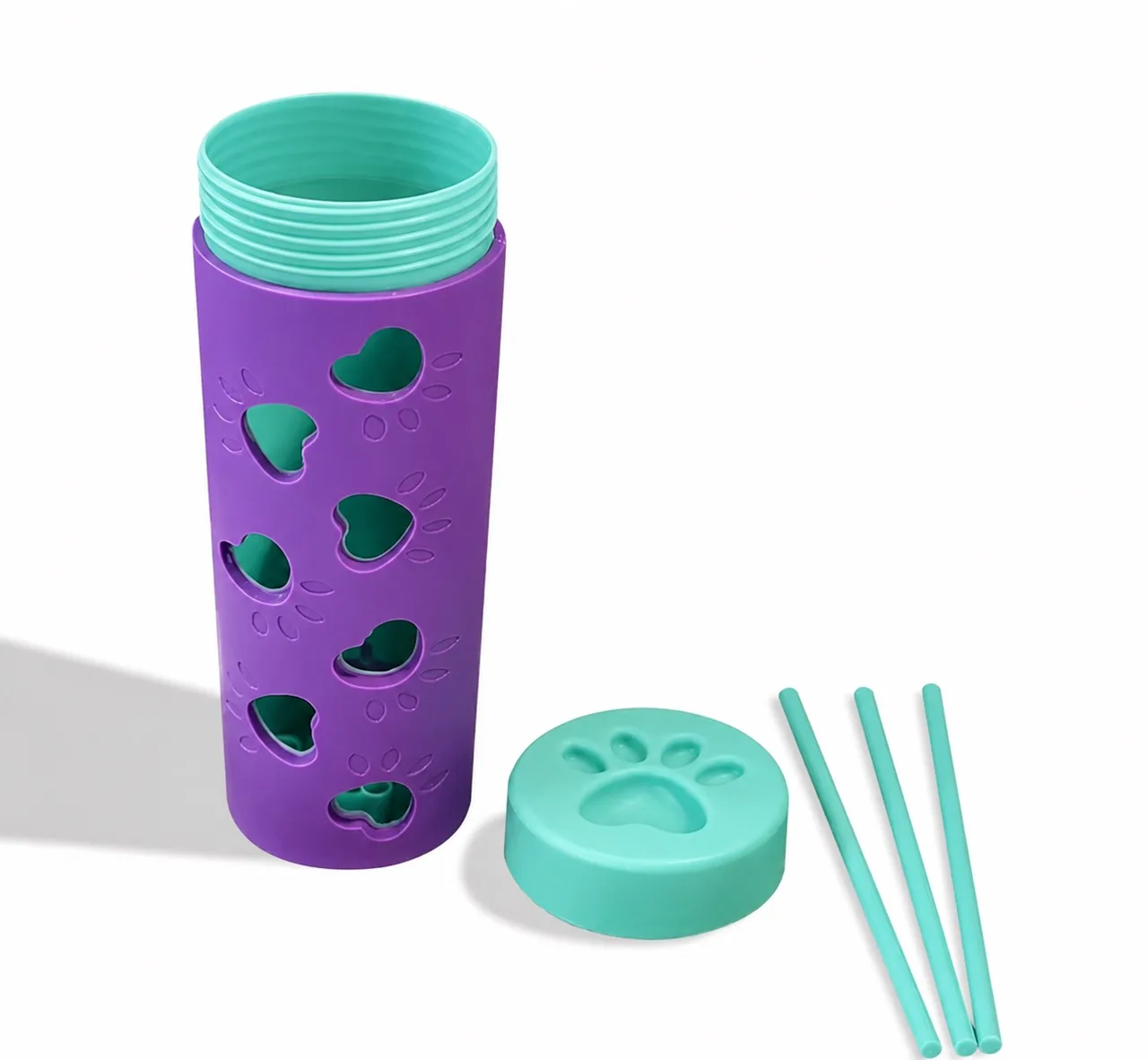 Interactive Treat Dispensing Dog Puzzle Toy Tube Plastic Purple Green Brand New — photo 4