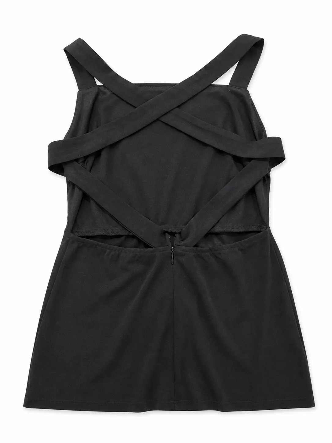 Heart on Fire Black Square Neck Strappy Backless Stretch Midi Dress 10 Like New — photo 3
