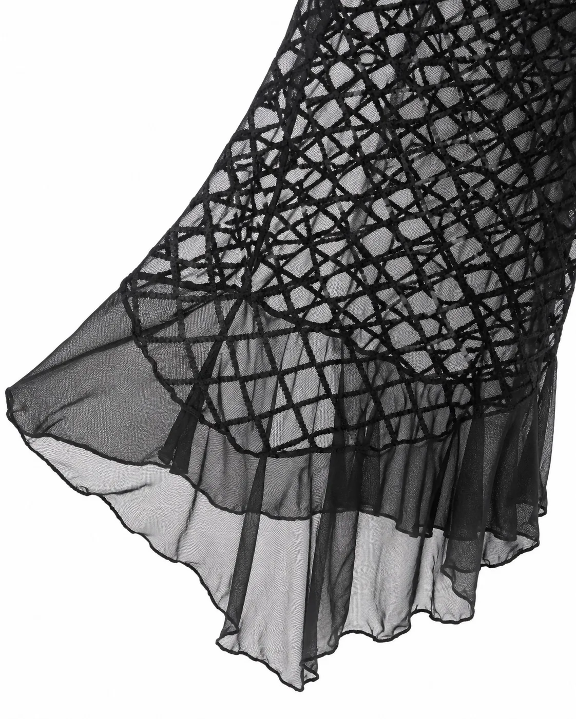 Women's Black Mesh Lace Lingerie Nightie V-Neck Chemise Adjustable Straps M — photo 2