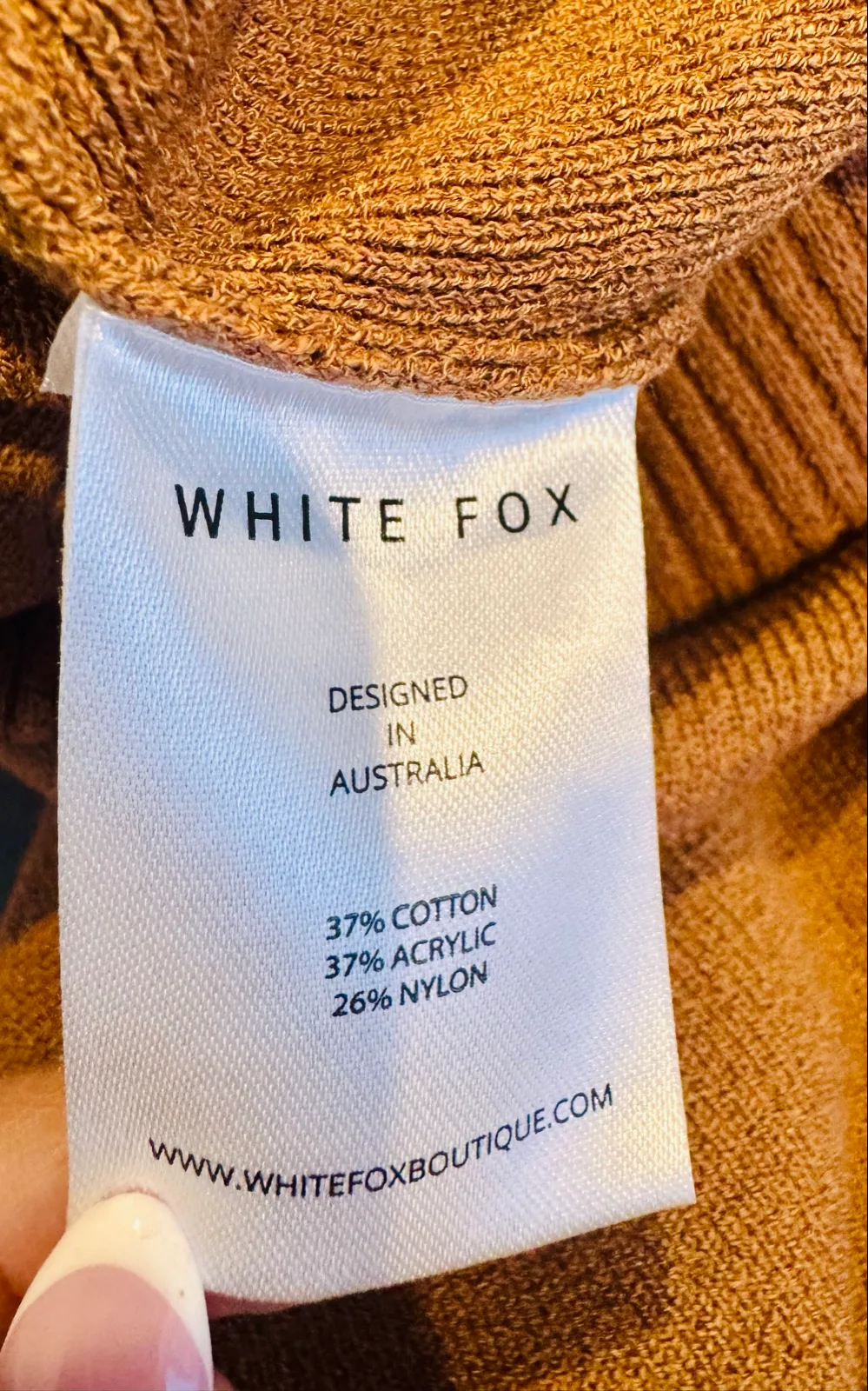 White Fox Brown Solid Ribbed Knit Mini Skirt Short Women's Size S AU 8 — photo 2