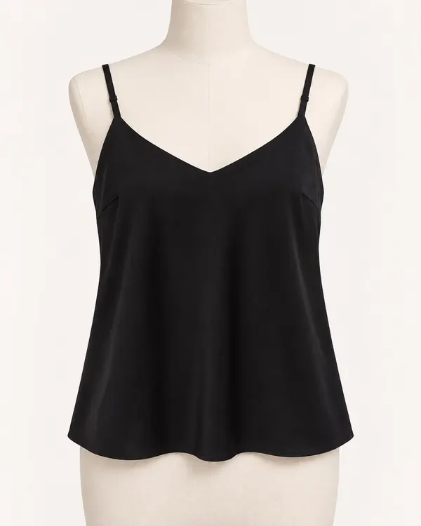 Atmos&-Here Black Polyester Camisole Tank Top Adjustable Straps Women's Size 6