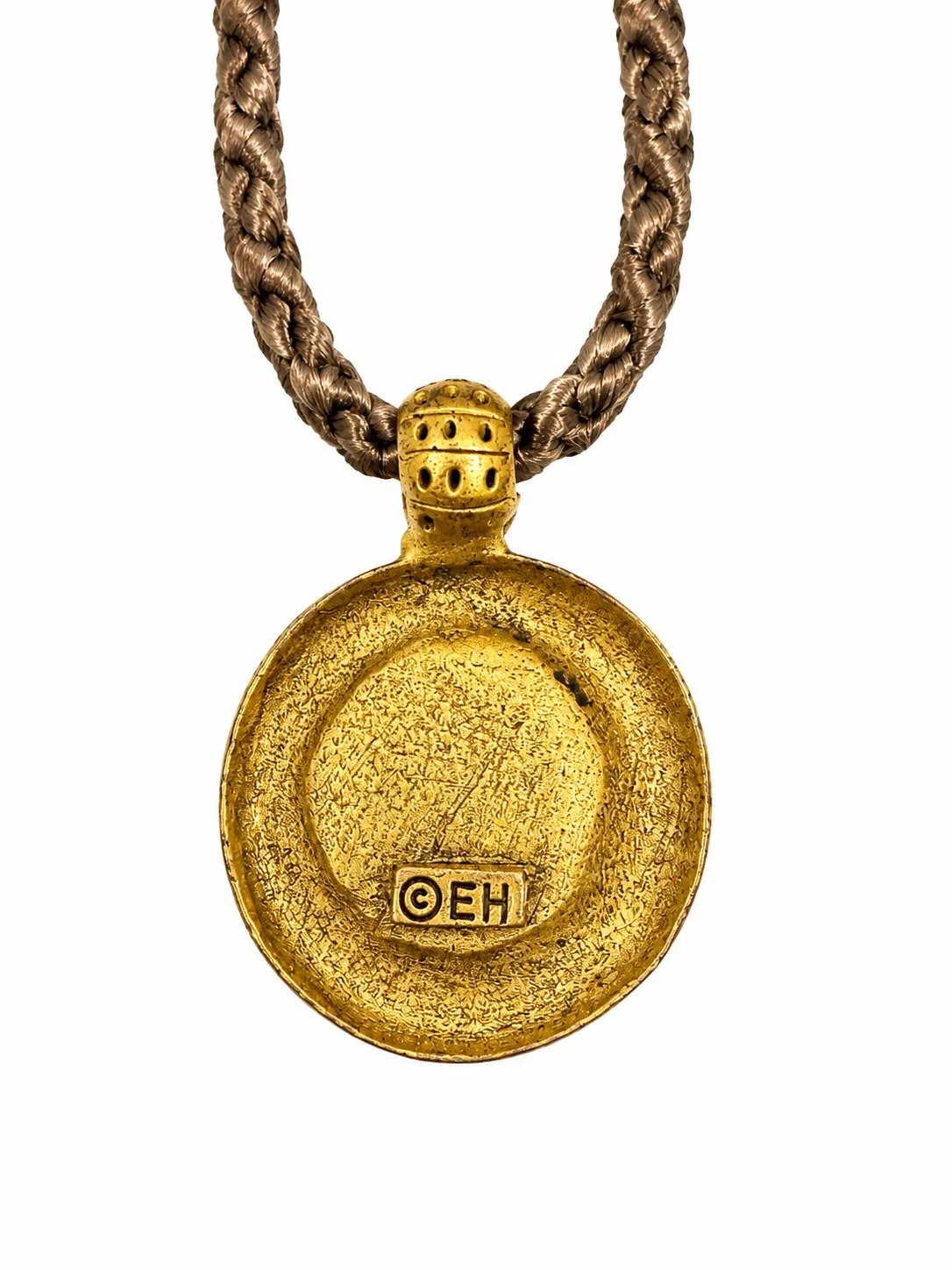 Vintage EH Designer Jewellery Gold Tone Pendant Necklace Cabochon 80s USA GUC — photo 2