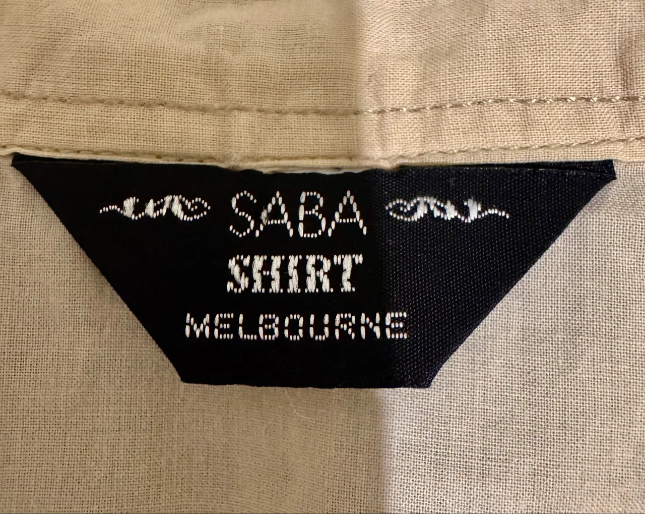SABA Women's Cotton Short Sleeve Button-Up Point Collar Beige Shirt Size 2 AU 8 – photo 3