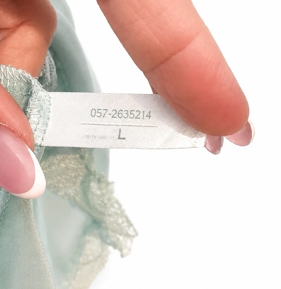 Women's Light Blue Lace Trim Chemise Lingerie Nightie V- Neck Sleeveless Size L — photo 2