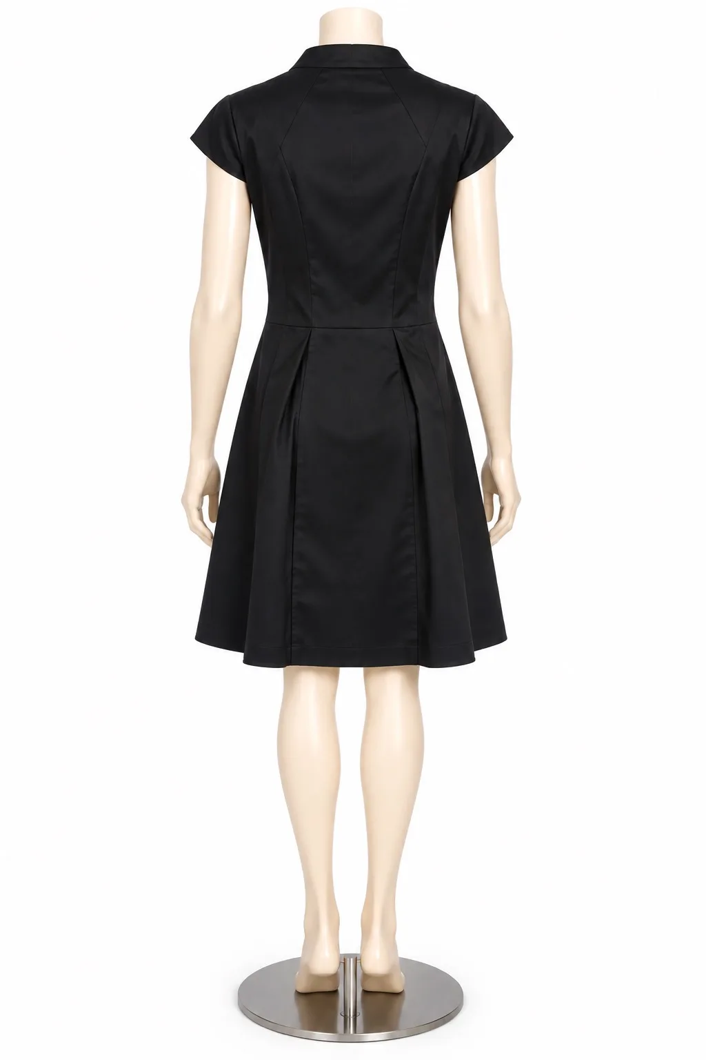 Cue Black High Neck Cap Sleeve Fit & Flare Zip Front Lined Dress Size 10 – photo 2