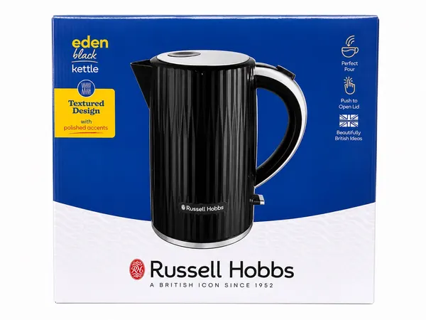 Genuine Russell Hobbs Eden 1.7L Kettle Black Textured Design BNIB