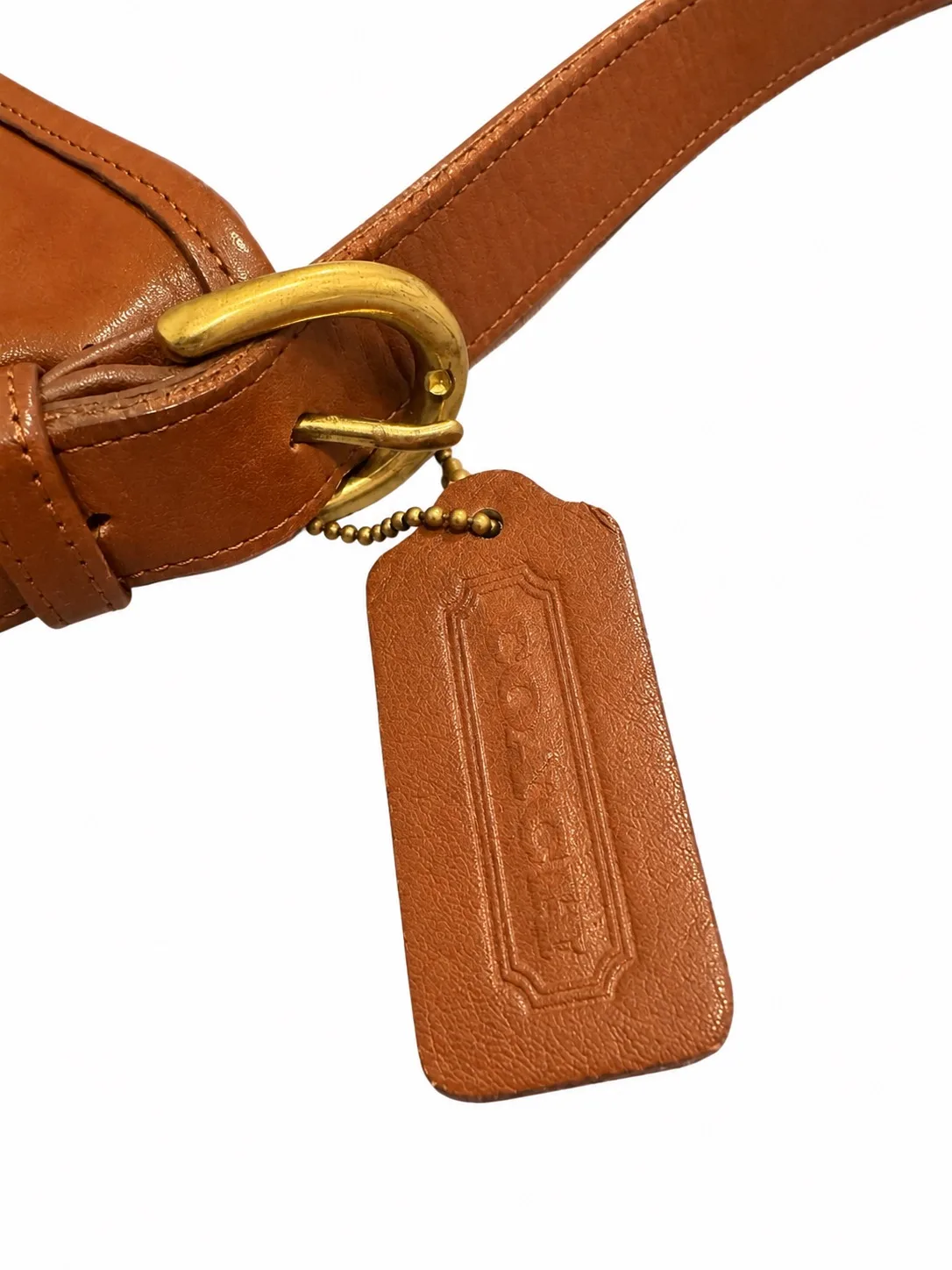Vintage Coach Brown Leather Women's Crossbody Bag Gold Hardware Pockets I6M 4148 — photo 4